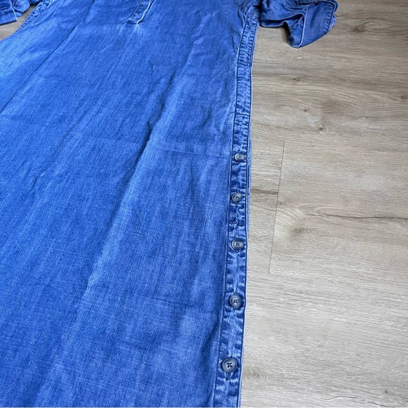 Chico's Side Button Maxi Chambray Dress Petite SZ 2 - Picture 3 of 9